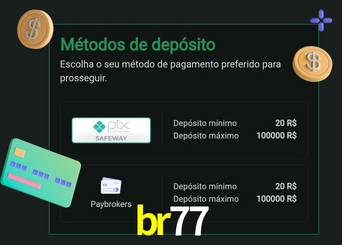 O cassino br77 oferece uma grande variedade de métodos de pagamento